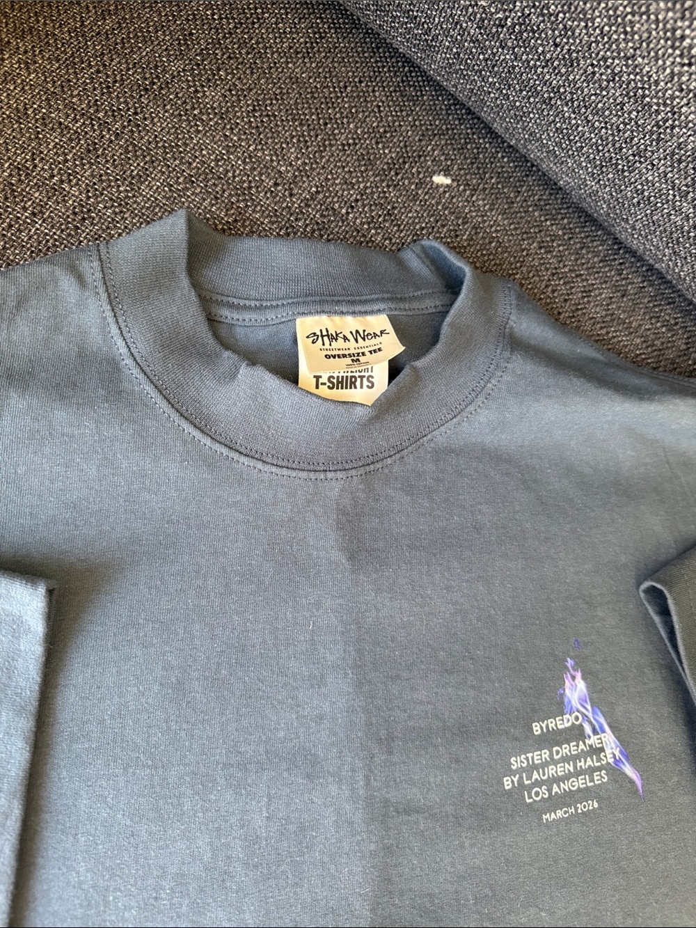 Byredo NEW Size M “Sister Dreamer”  Charcoal Shaka Wear Tee with Hand Painting. - Picture 3 of 3
